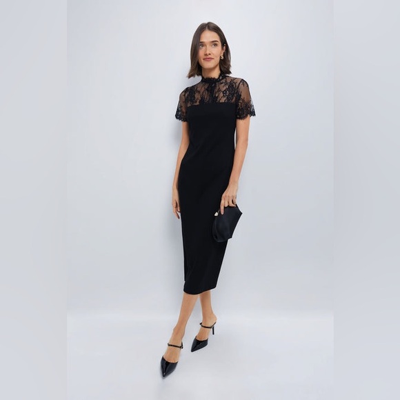Hyacinth House Black Lace Agatha Midi Dress - Picture 1 of 12